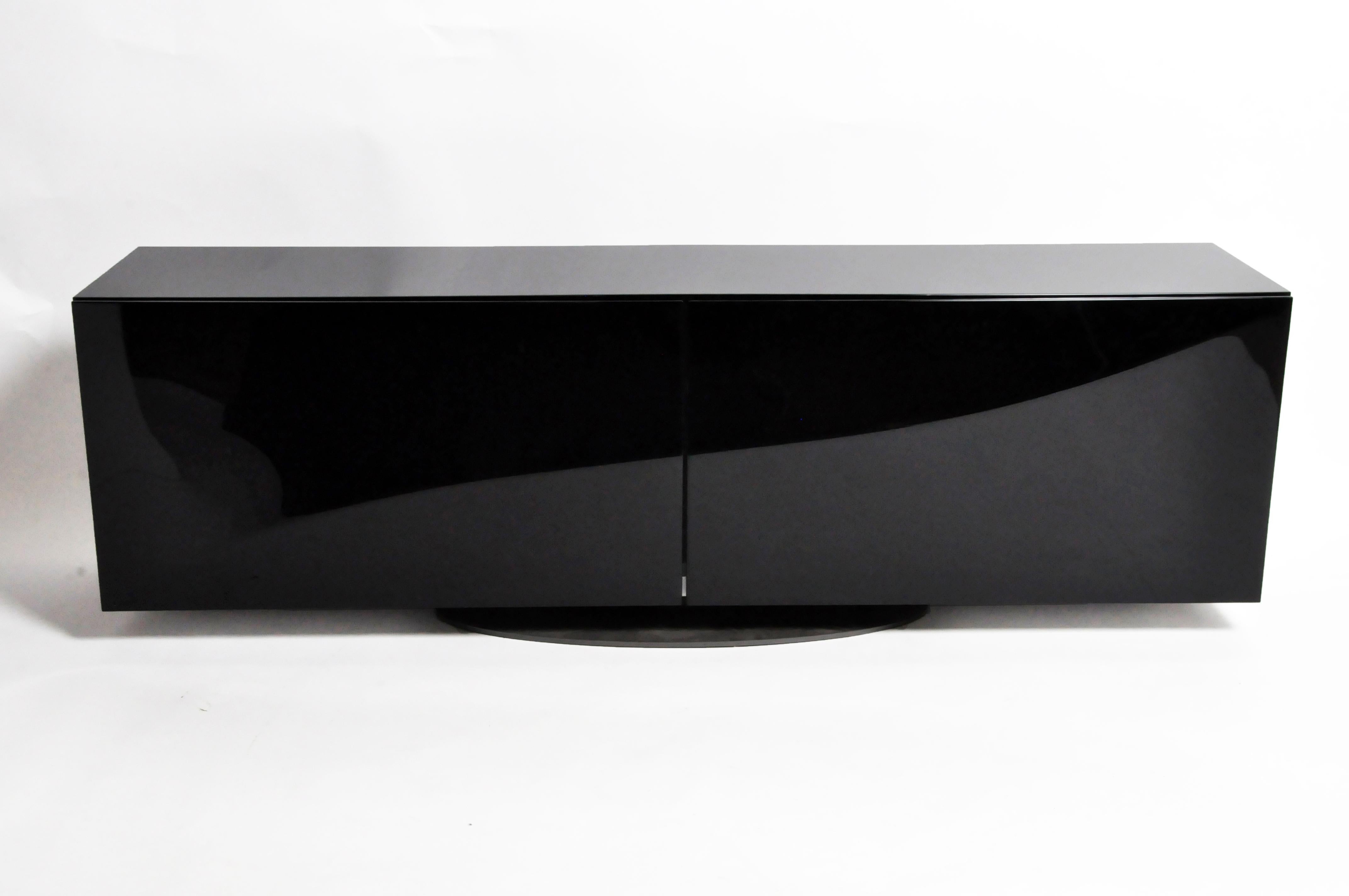 French Beautiful Black Lacquer Console