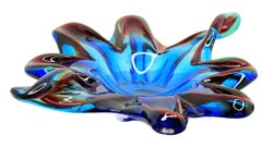 Beautiful Blue and red Murano Glass Bowl Catchall Vintage, Italy, 1960s
