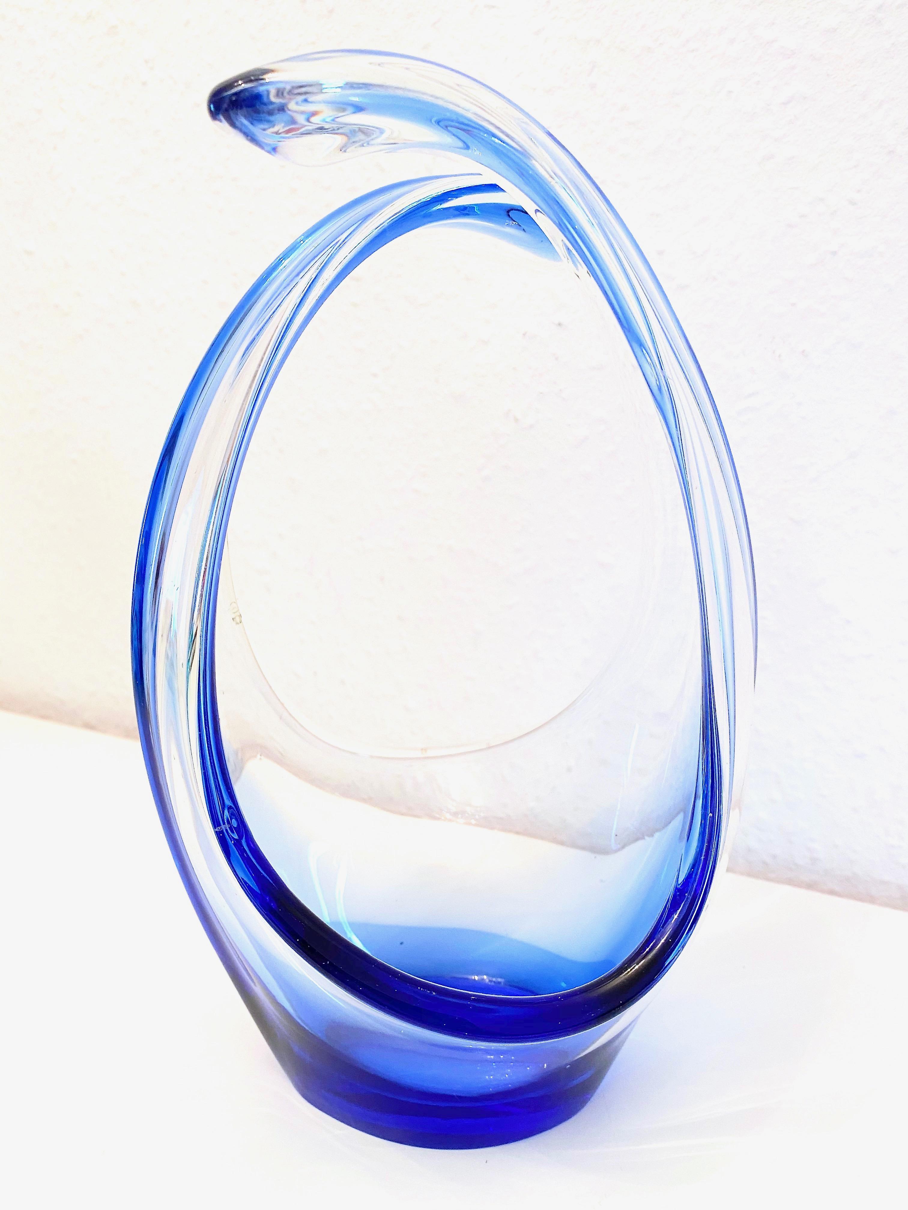 Magnifique objet en verre d'art bleu et transparent Sommerso Bowl Vintage:: Murano:: Italie Bon état - En vente à Nuernberg, DE