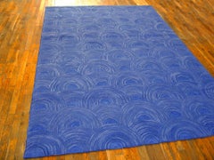 Beautiful Blue Color Clouds-Geometric Pattern Contemporary American Hooked Rug