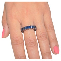 Used Beautiful Blue gemstone sterling silver eternity band stack band ring