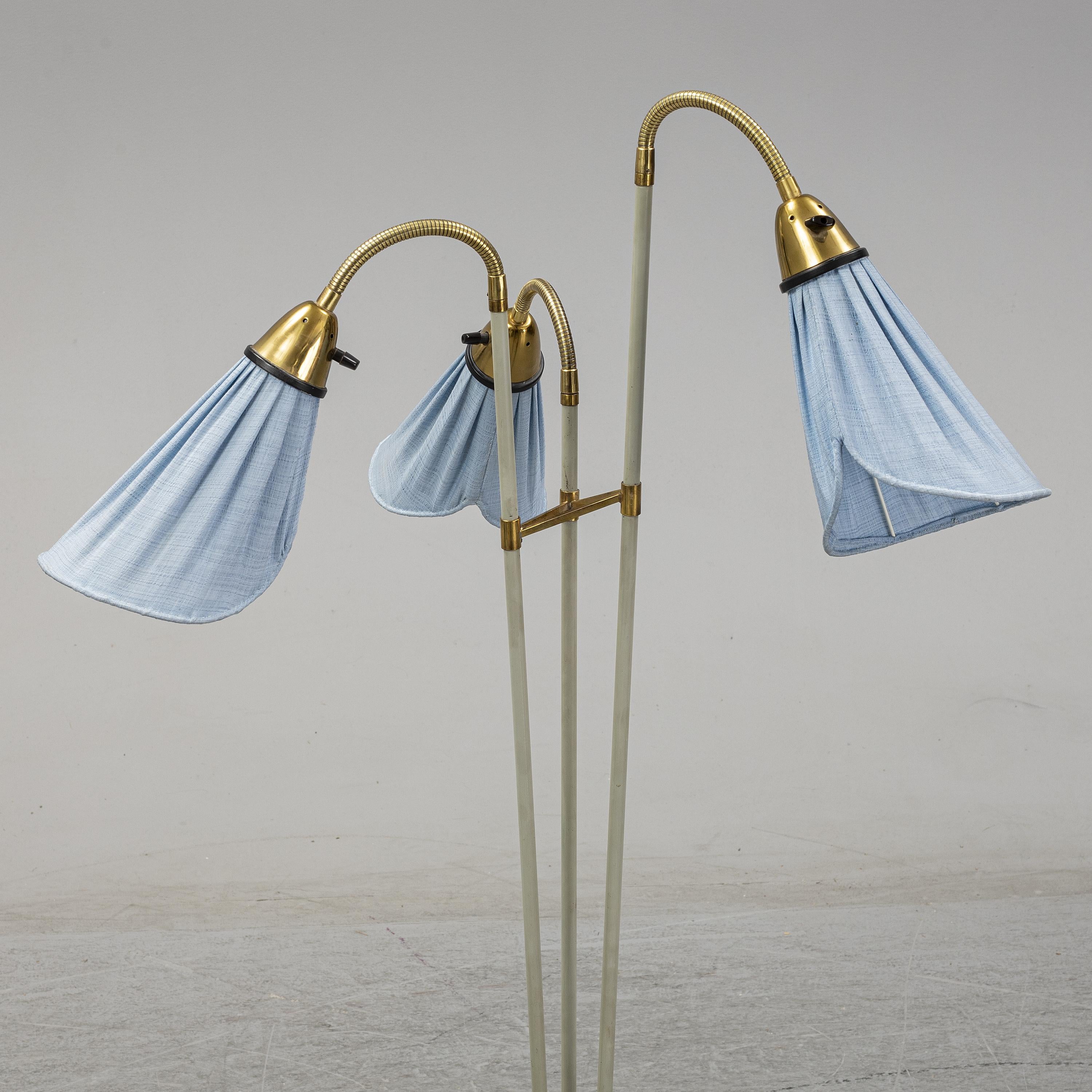 Mid-Century Modern Beautiful Blue Midcentury Tree Floor Lamp in Brass