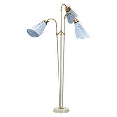 Beautiful Blue Midcentury Tree Floor Lamp in Brass