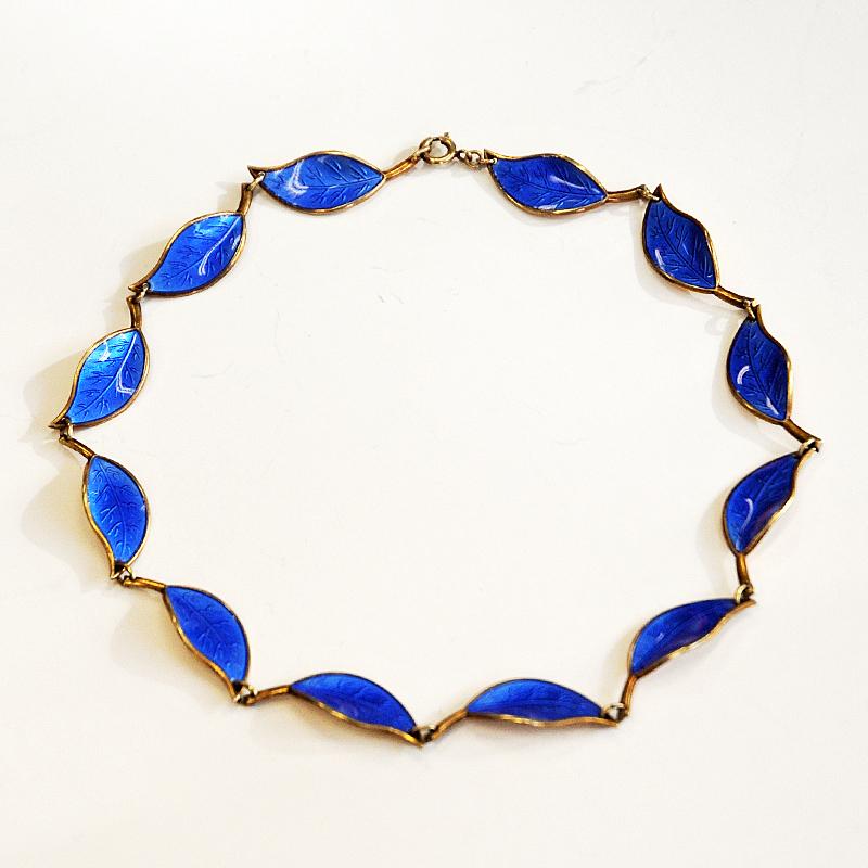 Plated Beautiful Blue midcentury Jewelry Set by Willy Winnæss 1955, Norway