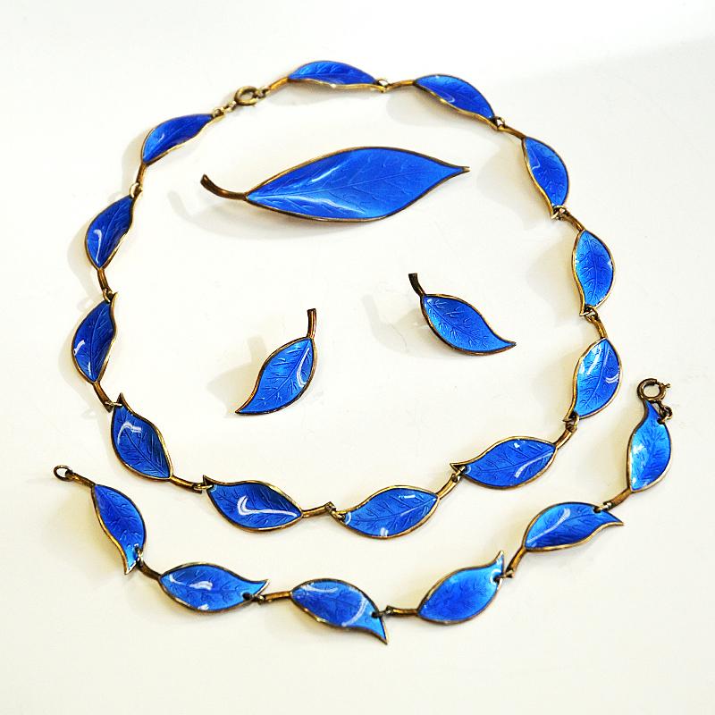 Beautiful Blue midcentury Jewelry Set by Willy Winnæss 1955, Norway In Good Condition In Stockholm, SE