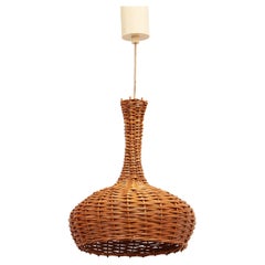 Beautiful Bohemian Vintage Rattan Hanging Lamp, 1960s