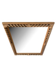 Italian Mirror with braided wood and brass inlay