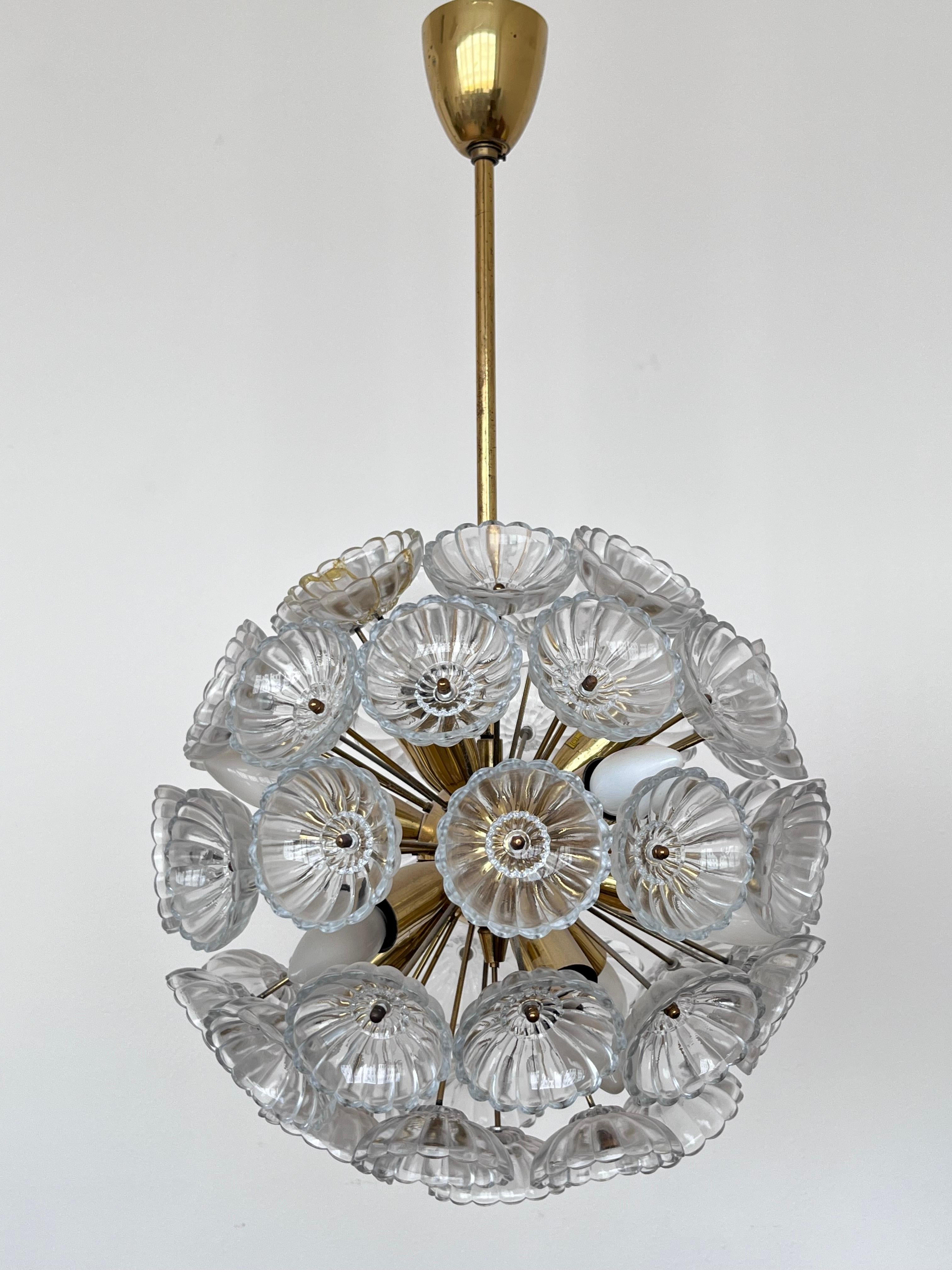 Bellissimo Sputnik in ottone e vetro, Dandelion, anni '60 / Germania in vendita 1