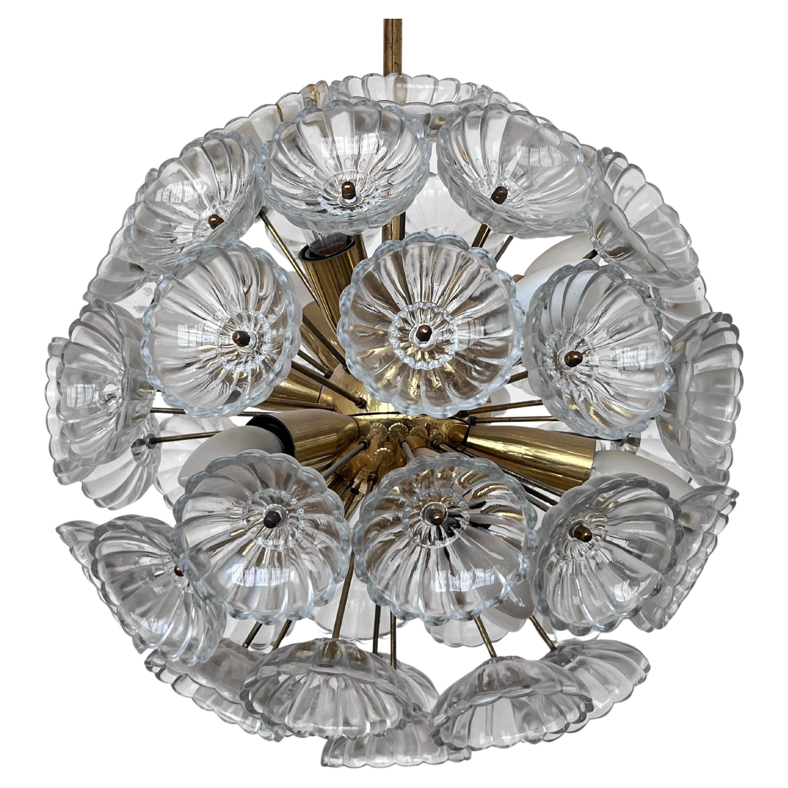 Beautiful brass and glass Space Age Sputnik, Dandelion, 1960s / Germany