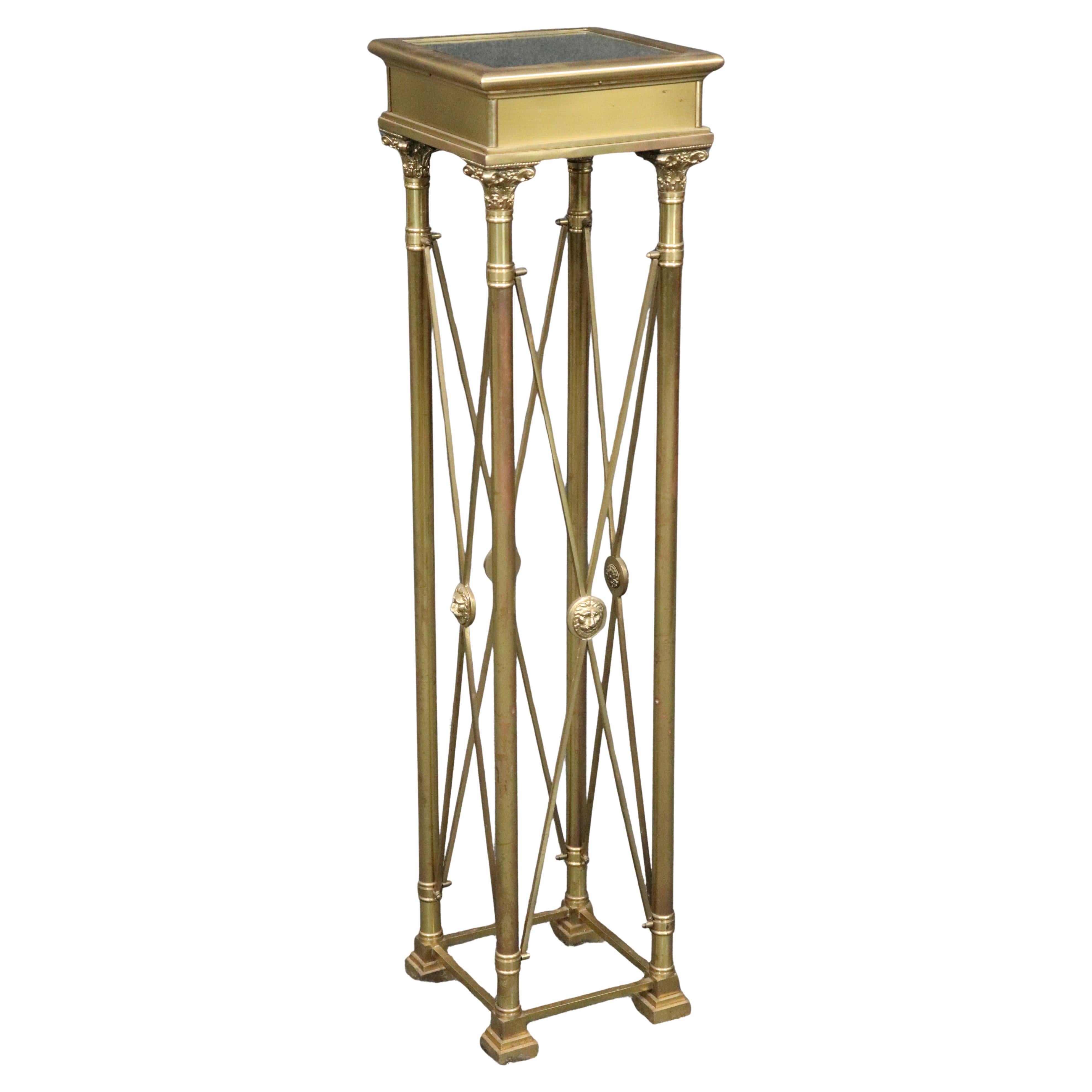Beautiful Brass and Gold Gilt French Empire Style Lion Masque Pedestal