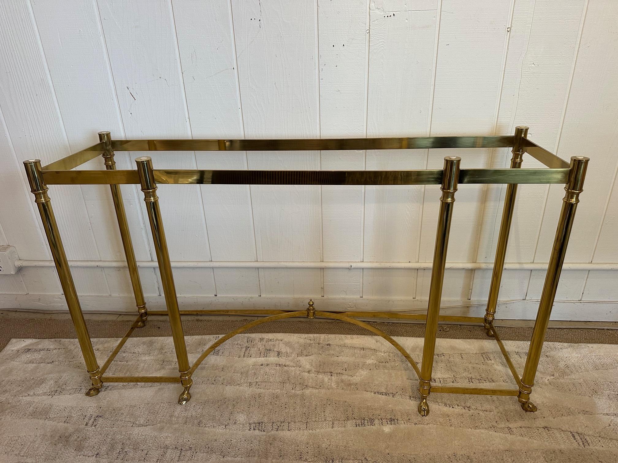 Mesa consola de latón y cristal biselado de LaBarge Neoclásico en venta