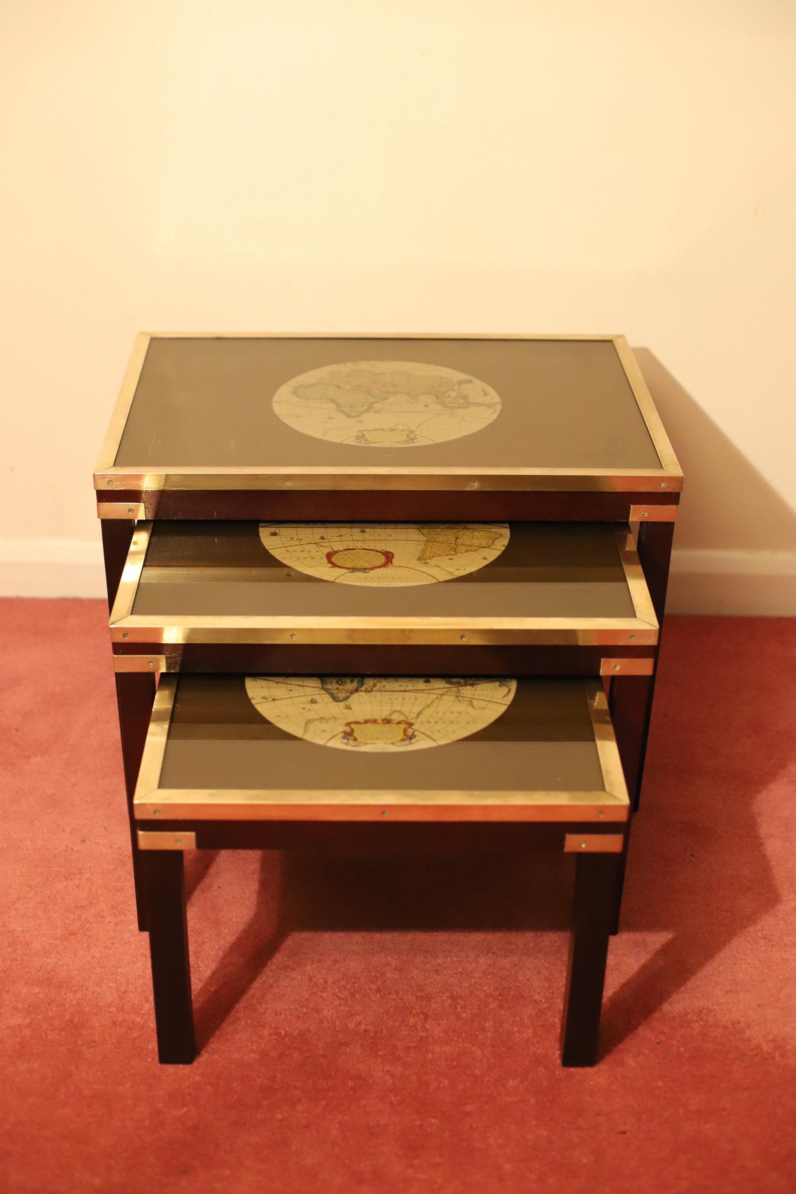 Beautiful Brass Bound Military Campaign Nesting Tables For Sale 6