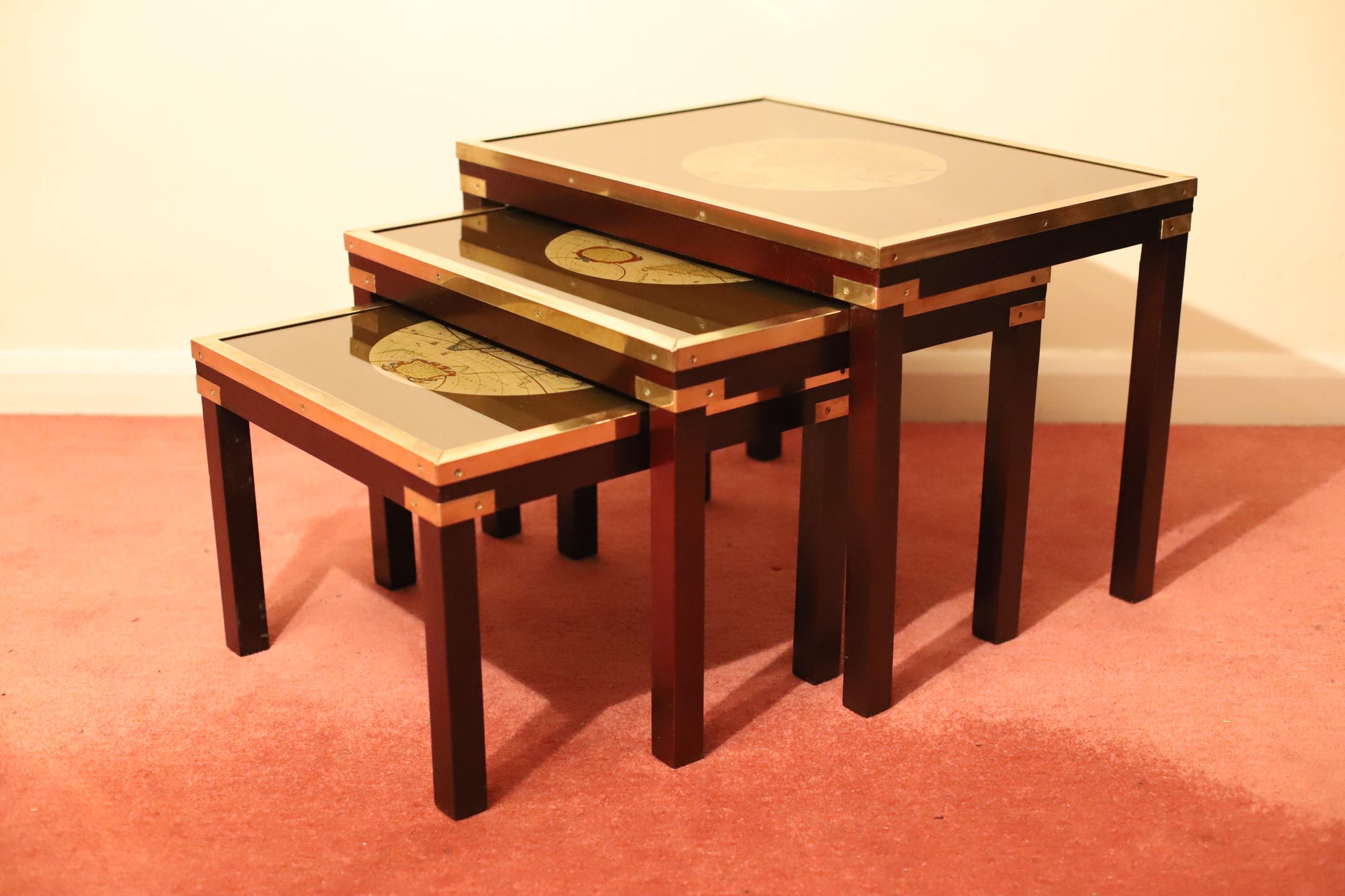 Beautiful Brass Bound Military Campaign Nesting Tables For Sale 7