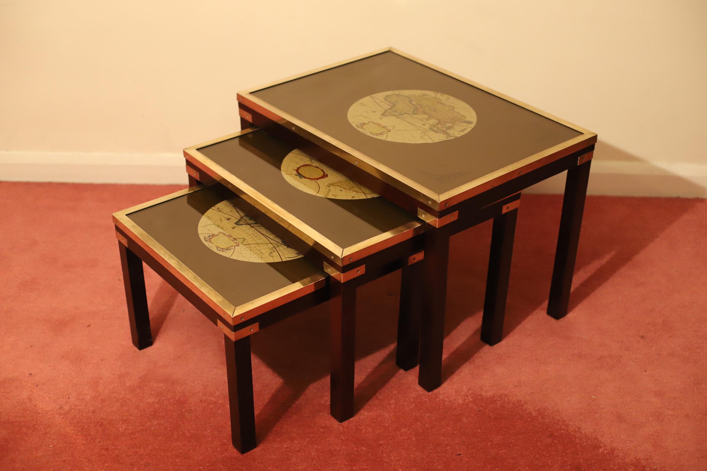 Beautiful Brass Bound Military Campaign Nesting Tables For Sale 8