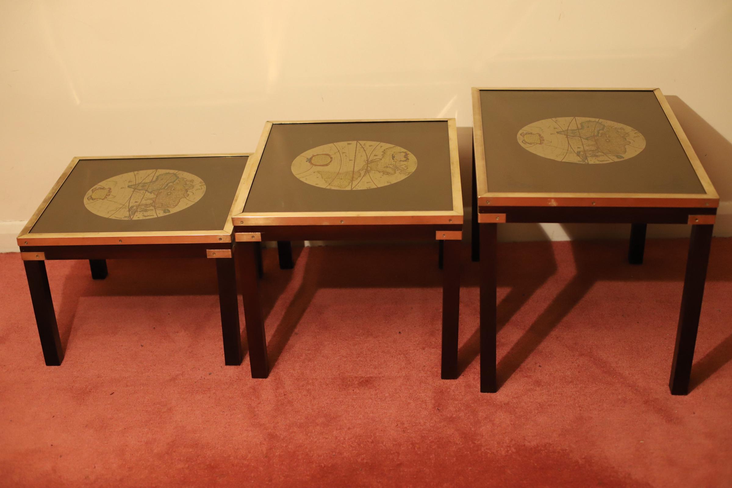 Beautiful Brass Bound Military Campaign Nesting Tables For Sale 9