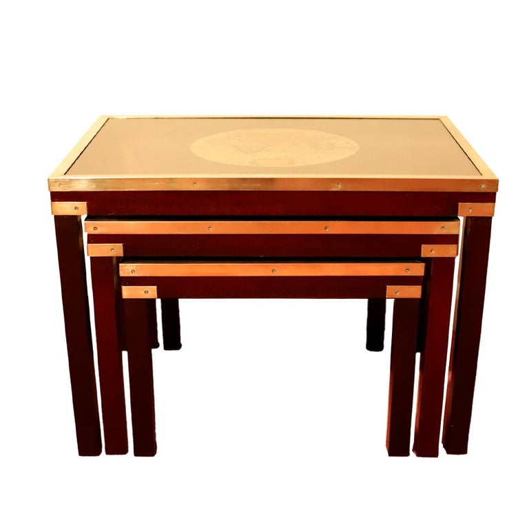 Beautiful Brass Bound Military Campaign Nesting Tables For Sale at 1stDibs