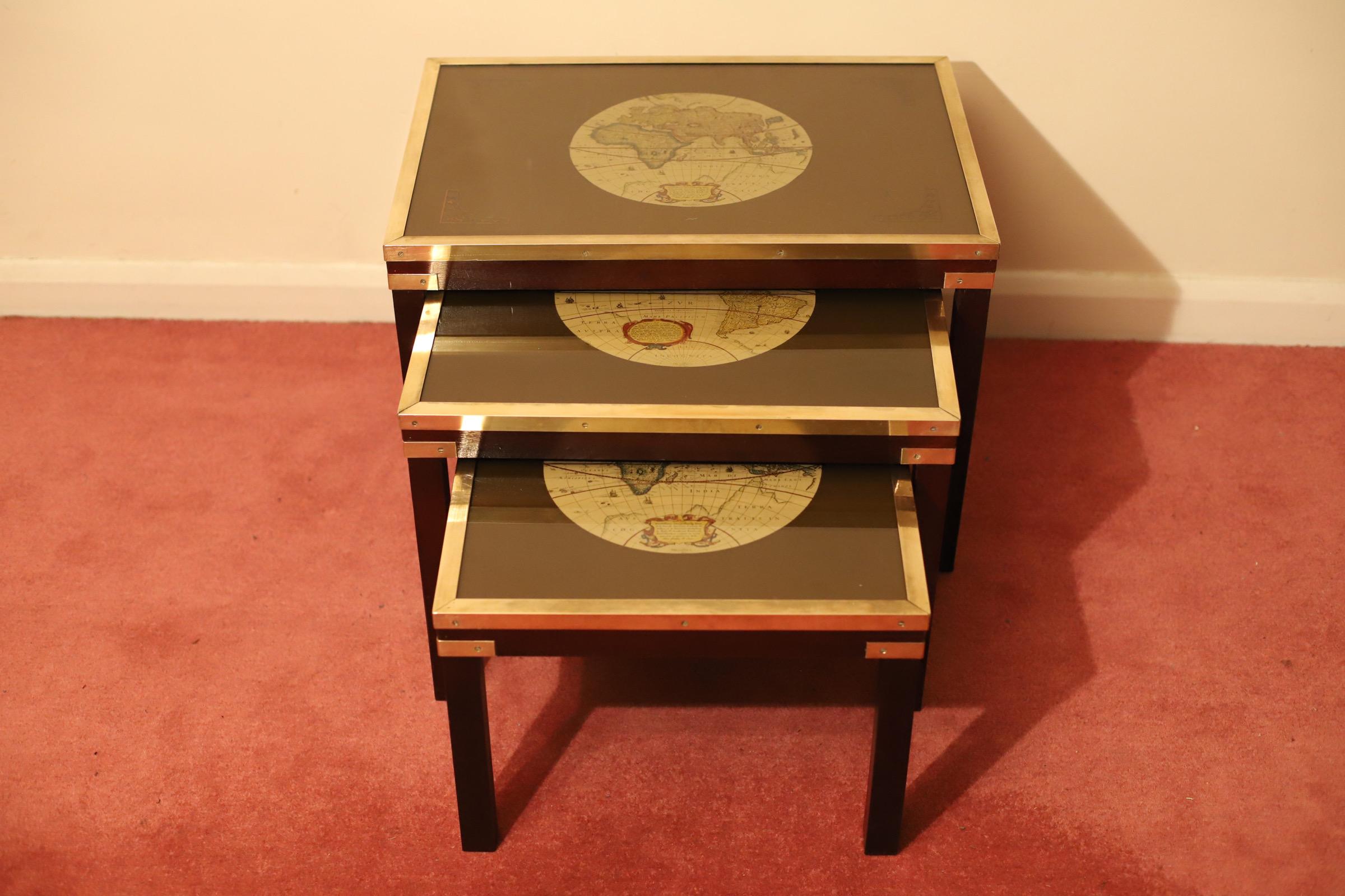 Beautiful Brass Bound Military Campaign Nesting Tables For Sale 2