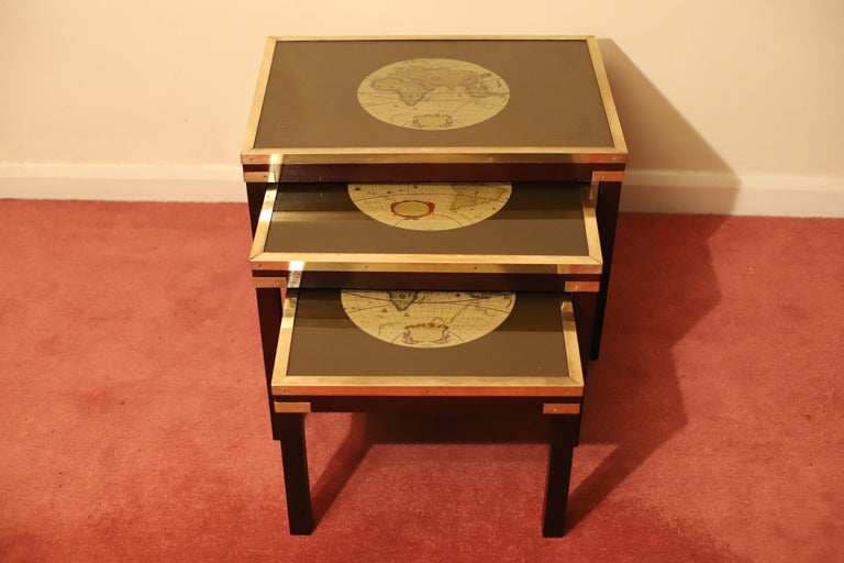 Beautiful Brass Bound Military Campaign Nesting Tables For Sale at 1stDibs