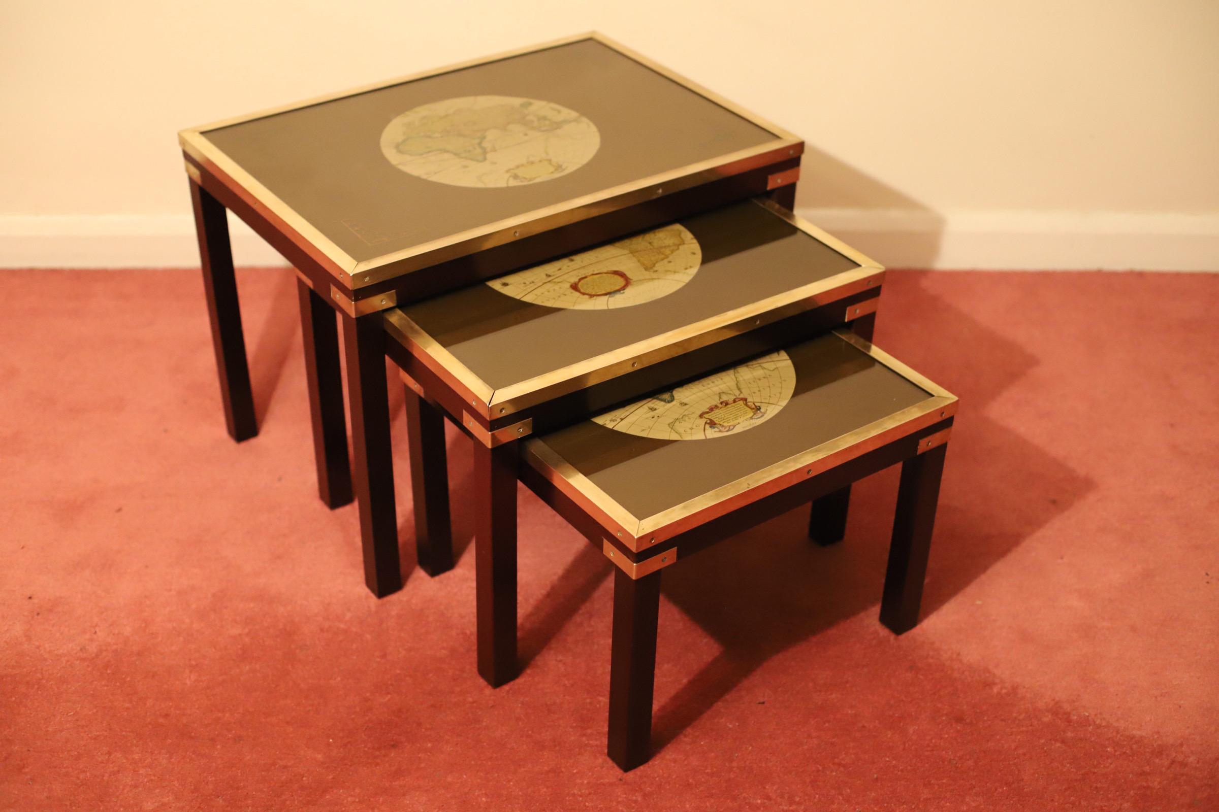Beautiful Brass Bound Military Campaign Nesting Tables For Sale 3