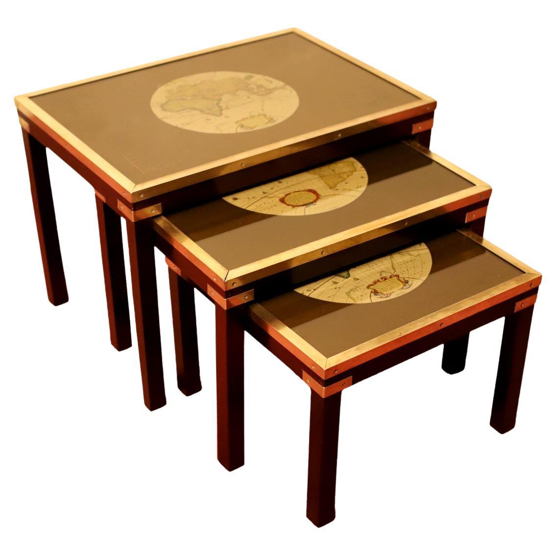 Beautiful Brass Bound Military Campaign Nesting Tables