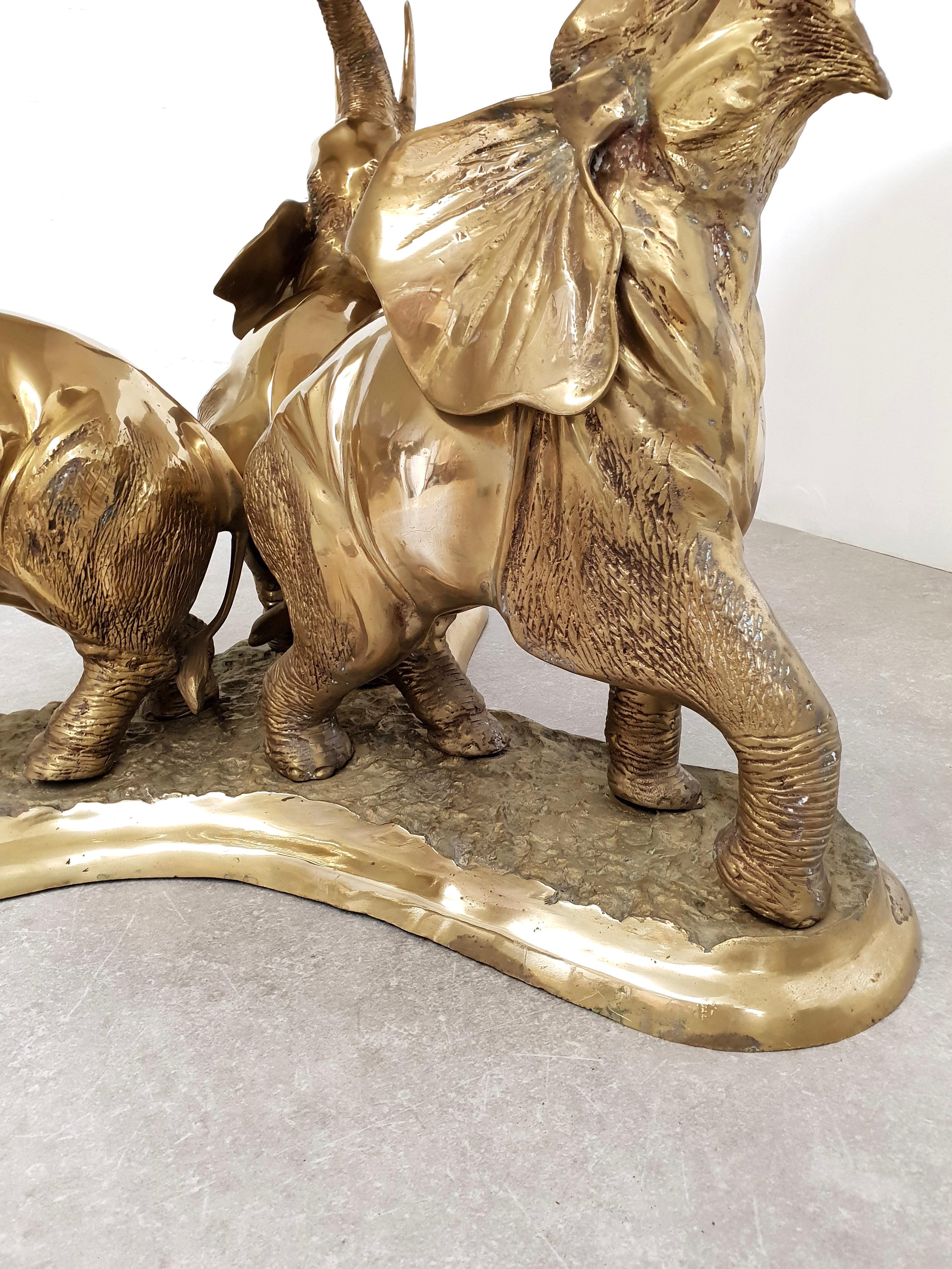 Hollywood Regency Beautiful Brass Elephant Dining Table, 1970s For Sale