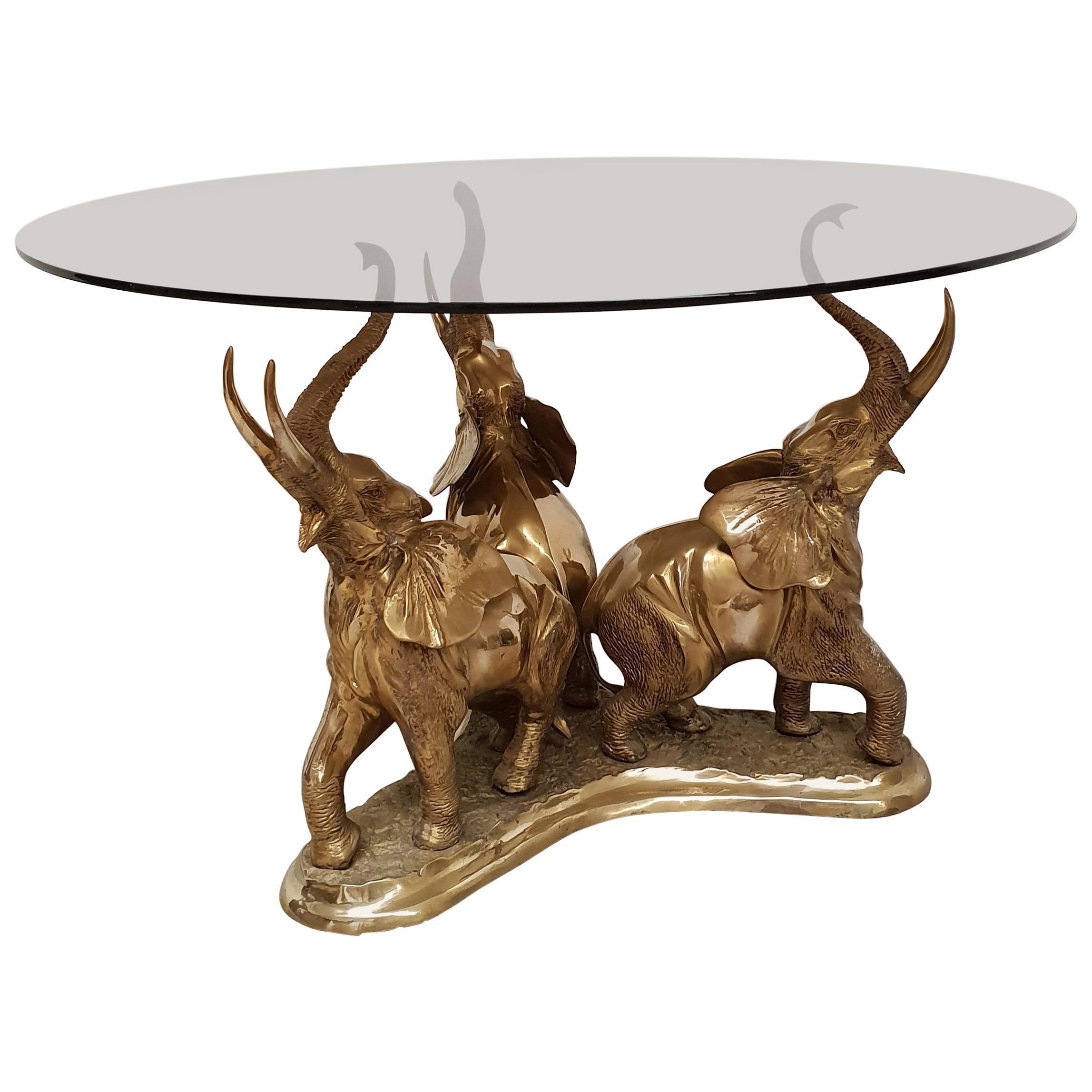 Beautiful Brass Elephant Dining Table, 1970s