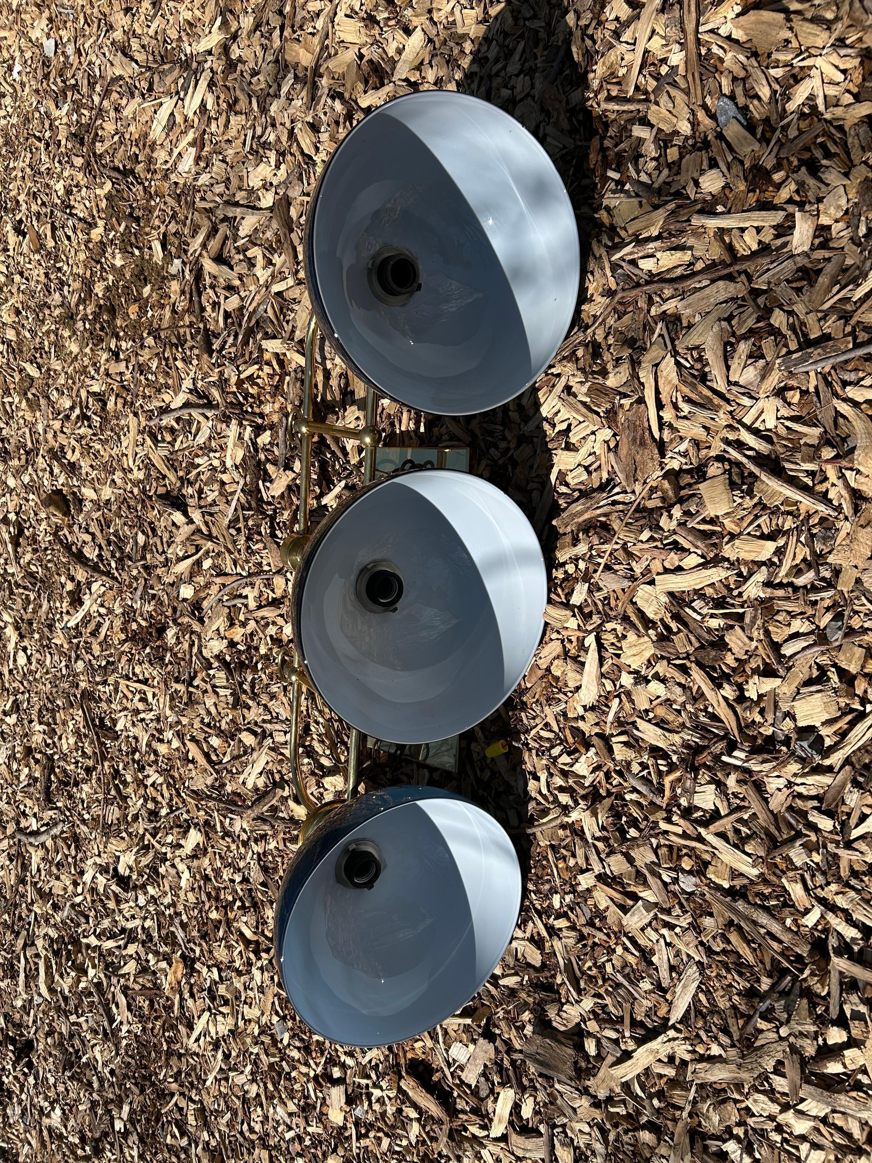 Beautiful Brass & Midnight Blue Glass 3 Light Island Chandelier For Sale 4