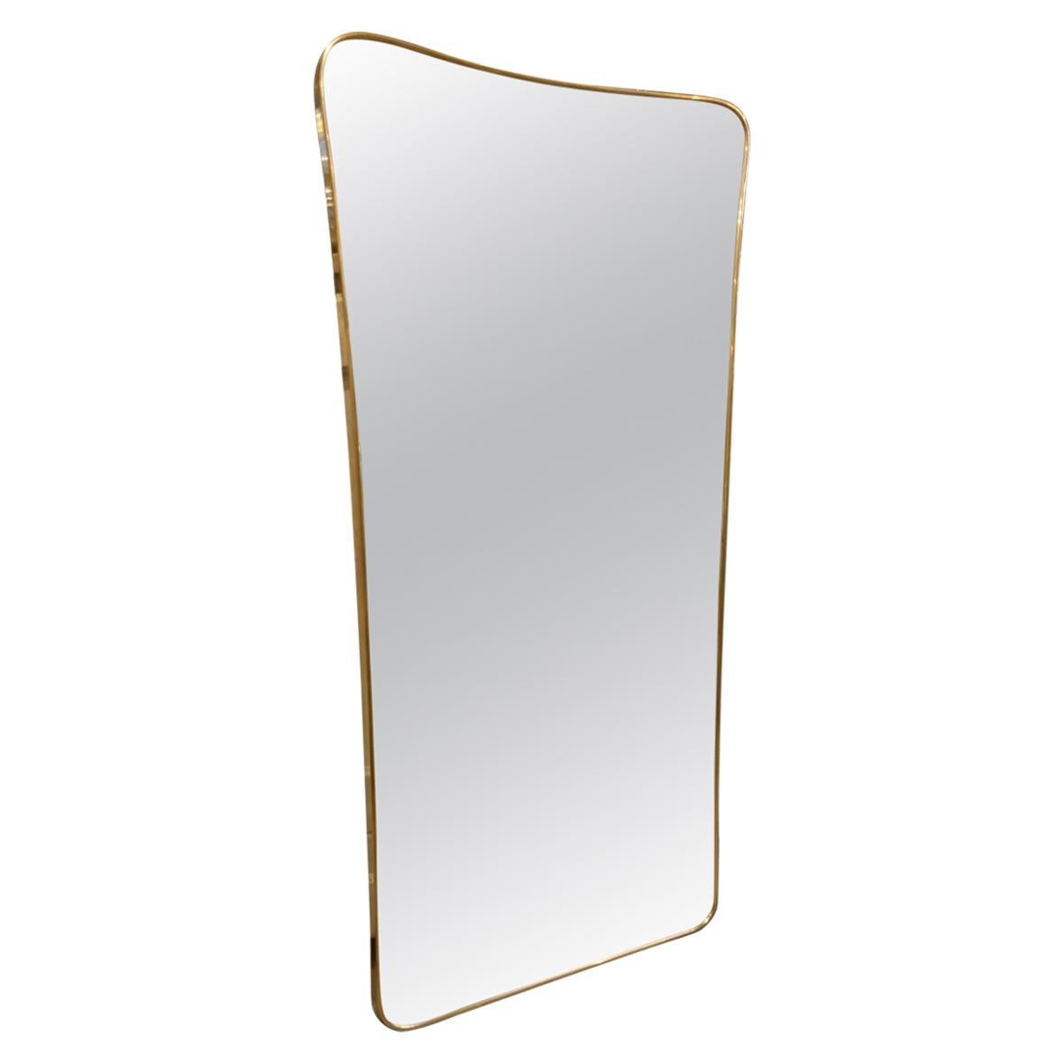 Beautiful Brass Mirror-Lovely Curved Frame, 1950s, Italy