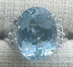 Beautiful Brazil 5.50ct Aquamarine & Diamond Platinum Ring