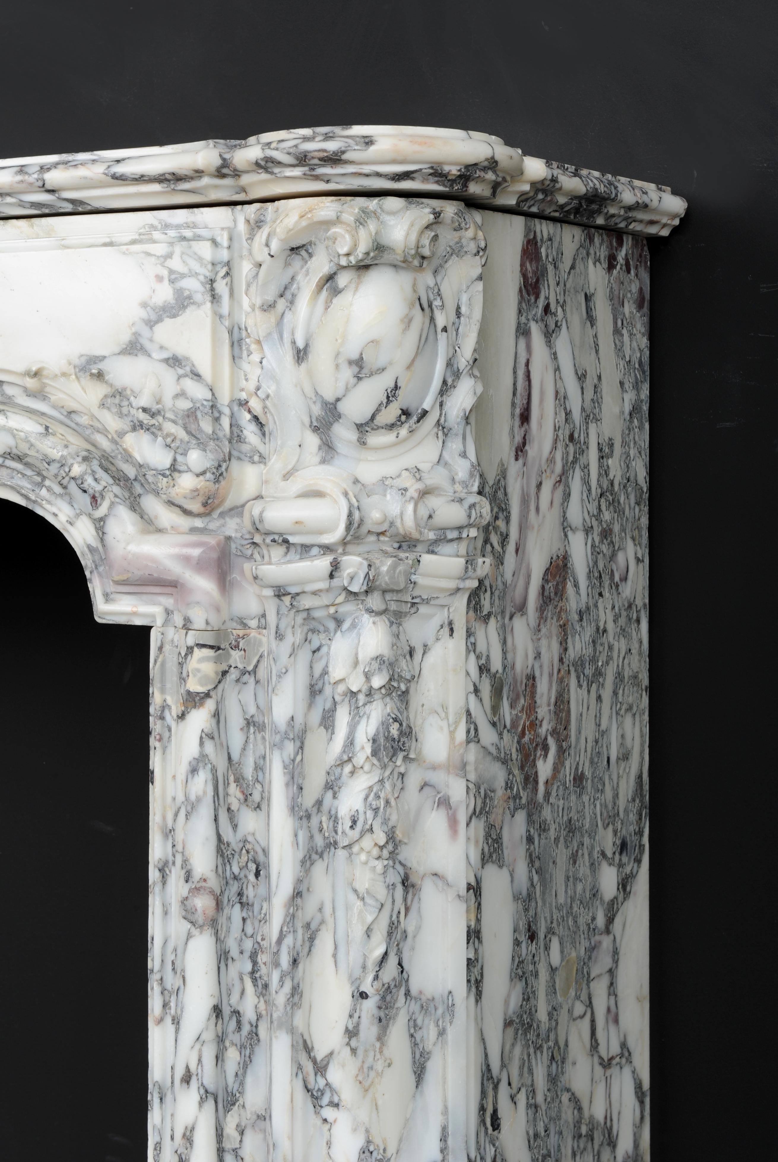 Beautiful Breche Marble Fireplace Mantel, Free Shipping For Sale 1