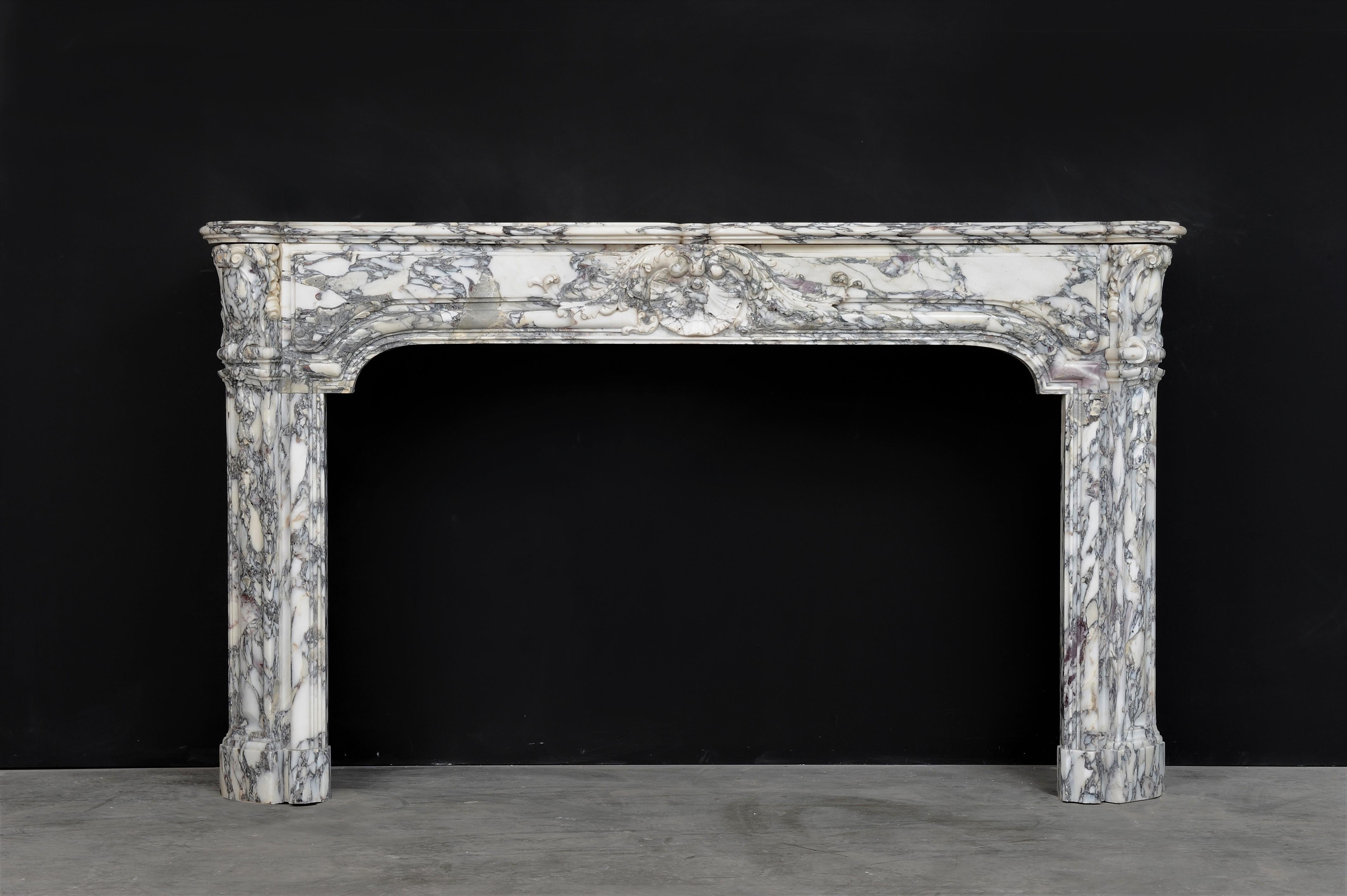 Beautiful Breche Marble Fireplace Mantel, Free Shipping For Sale 11