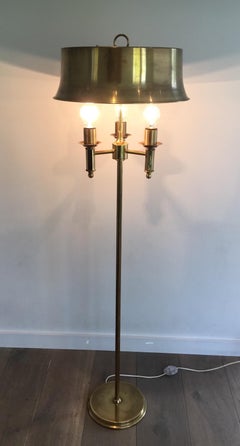 Beautiful Bronze and Brass Floor Lamp with Brass Shade
