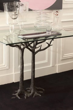 Jean Boggio Bronze Console Representing Tree Trunk