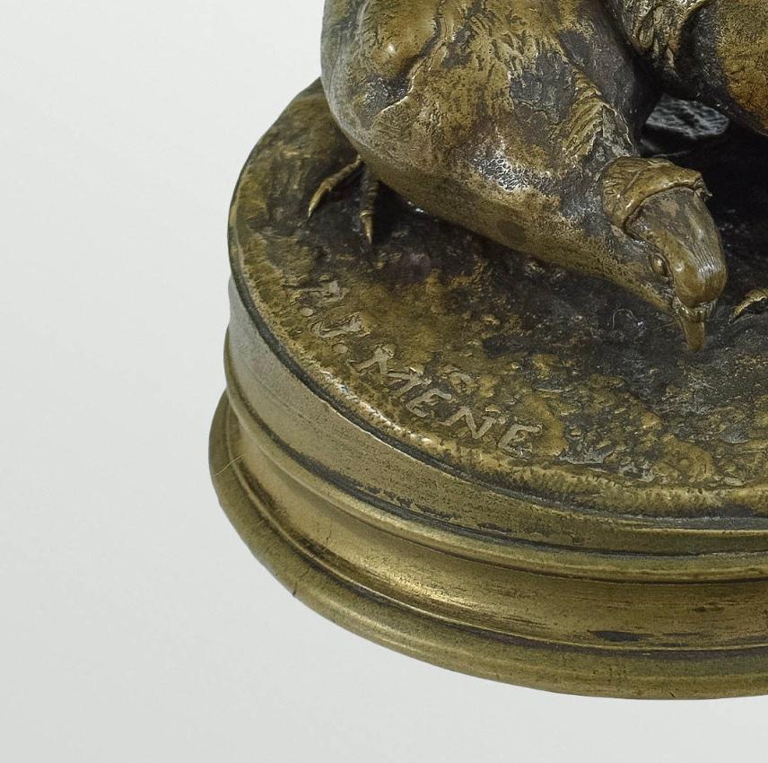 Bronze Beautiful BRONZE OF COCK & HEN PIGEONS signed Pierre-Jules Mêne (1810 – 1879) For Sale