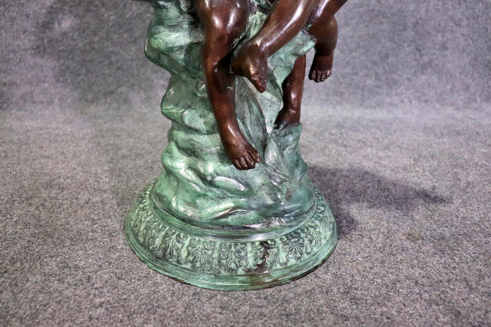 Beautiful Bronze Sculpture of a pair of Children Playing  In Good Condition For Sale In Swedesboro, NJ