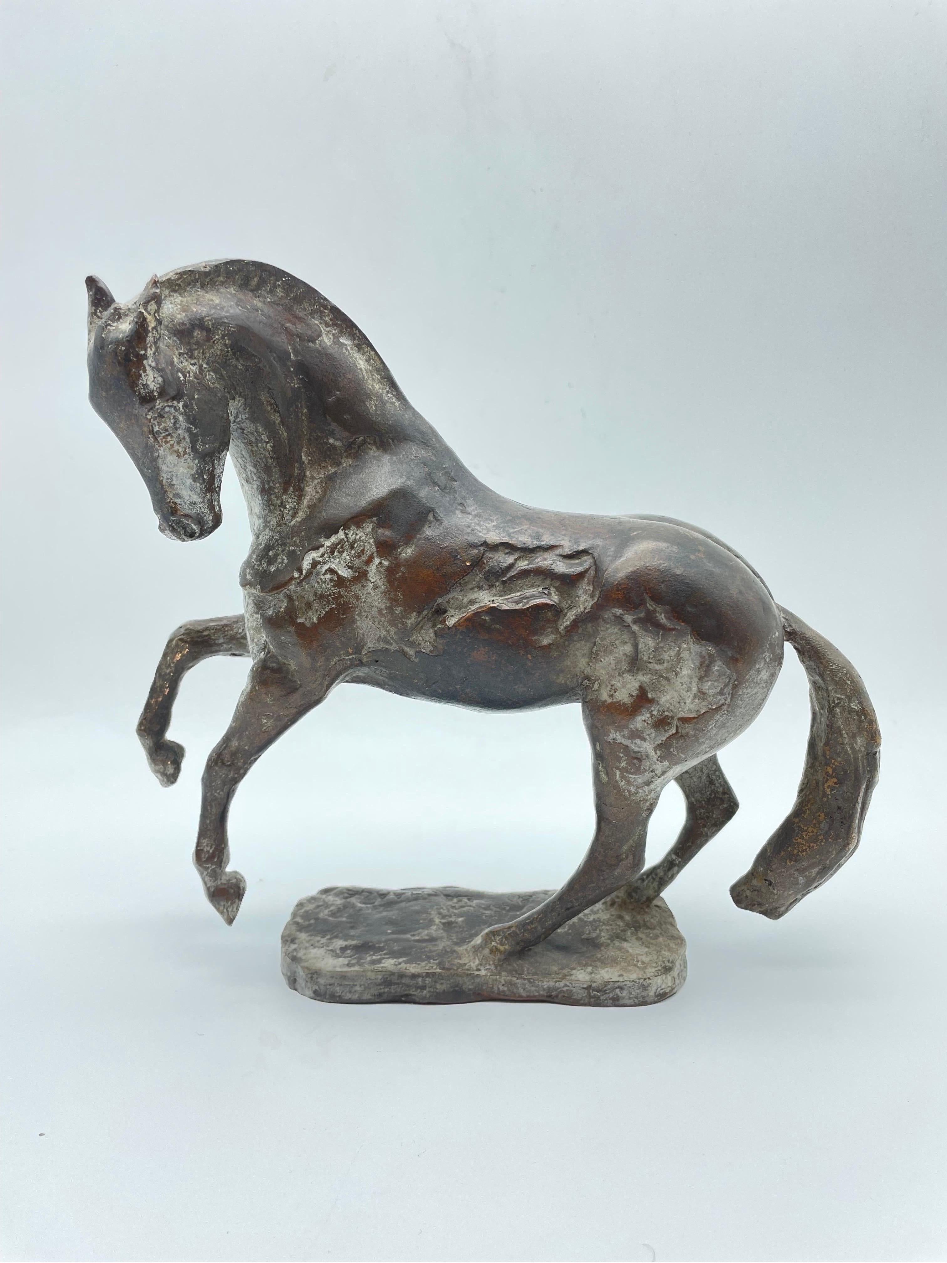 Beautiful Bronze Sculpture Rearing Horse Signed Annemarie Haage In Good Condition For Sale In Berlin, DE