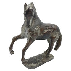 Schöne Bronzeskulptur eines sich aufbäumenden Pferdes, signiert Annemarie Haage