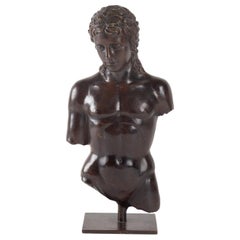 Beautiful Bronze Sculpture Representing Probably Antinous, France, 20th Century