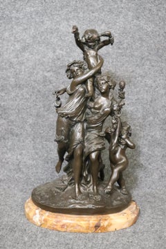 Beautiful Bronze Sculpture Titled "Bacchae and Cupid" Signed Clodion