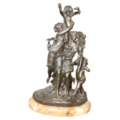 Beautiful Bronze Sculpture Titled "Bacchae and Cupid" Signed Clodion