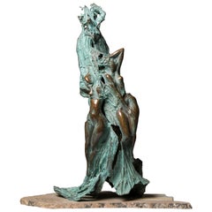 Beautiful bronze sculpture "Wave" with inweaved female figures