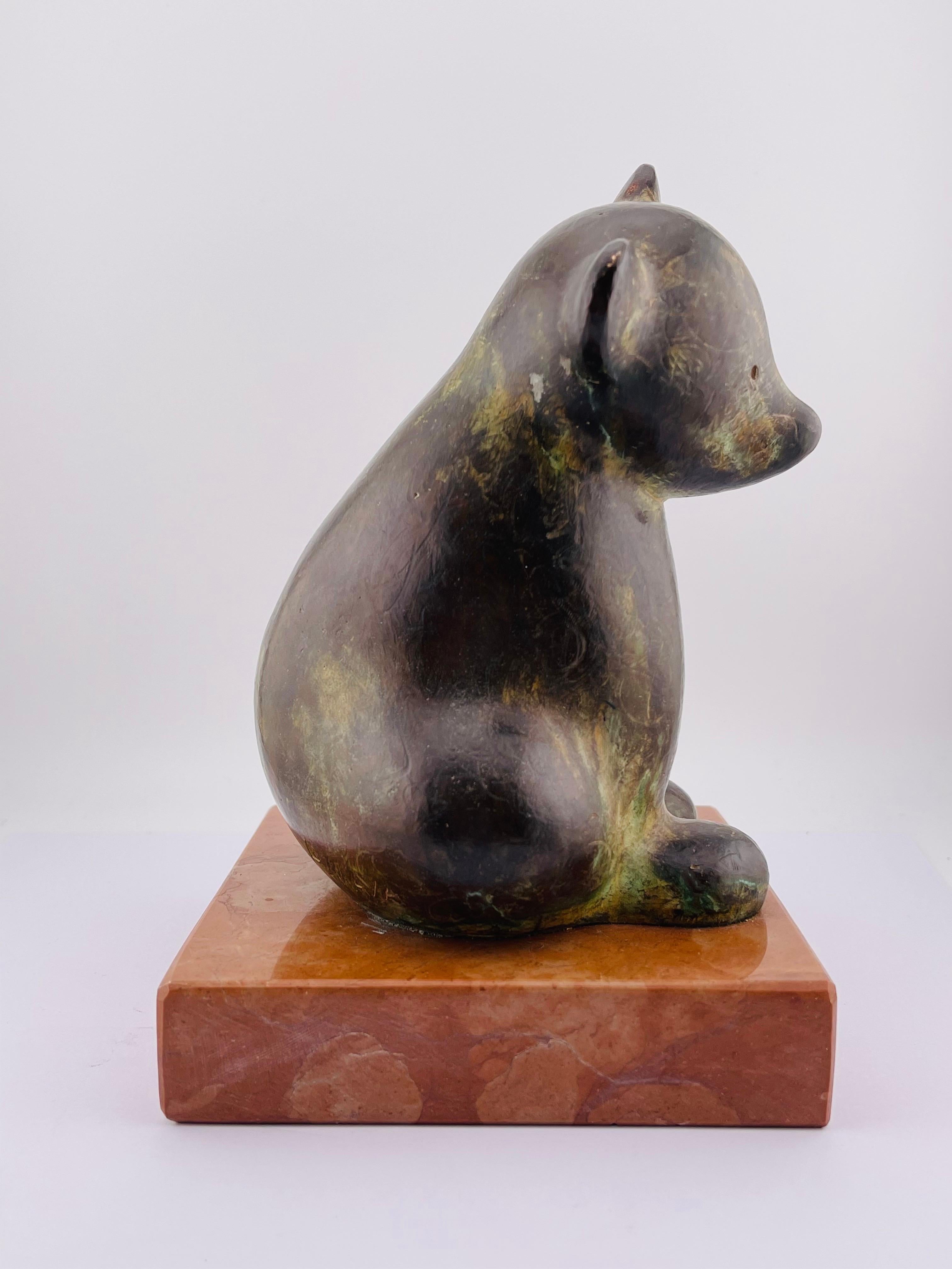 Late 20th Century Beautiful bronze teddy bear sculpture signed Marino Amaya