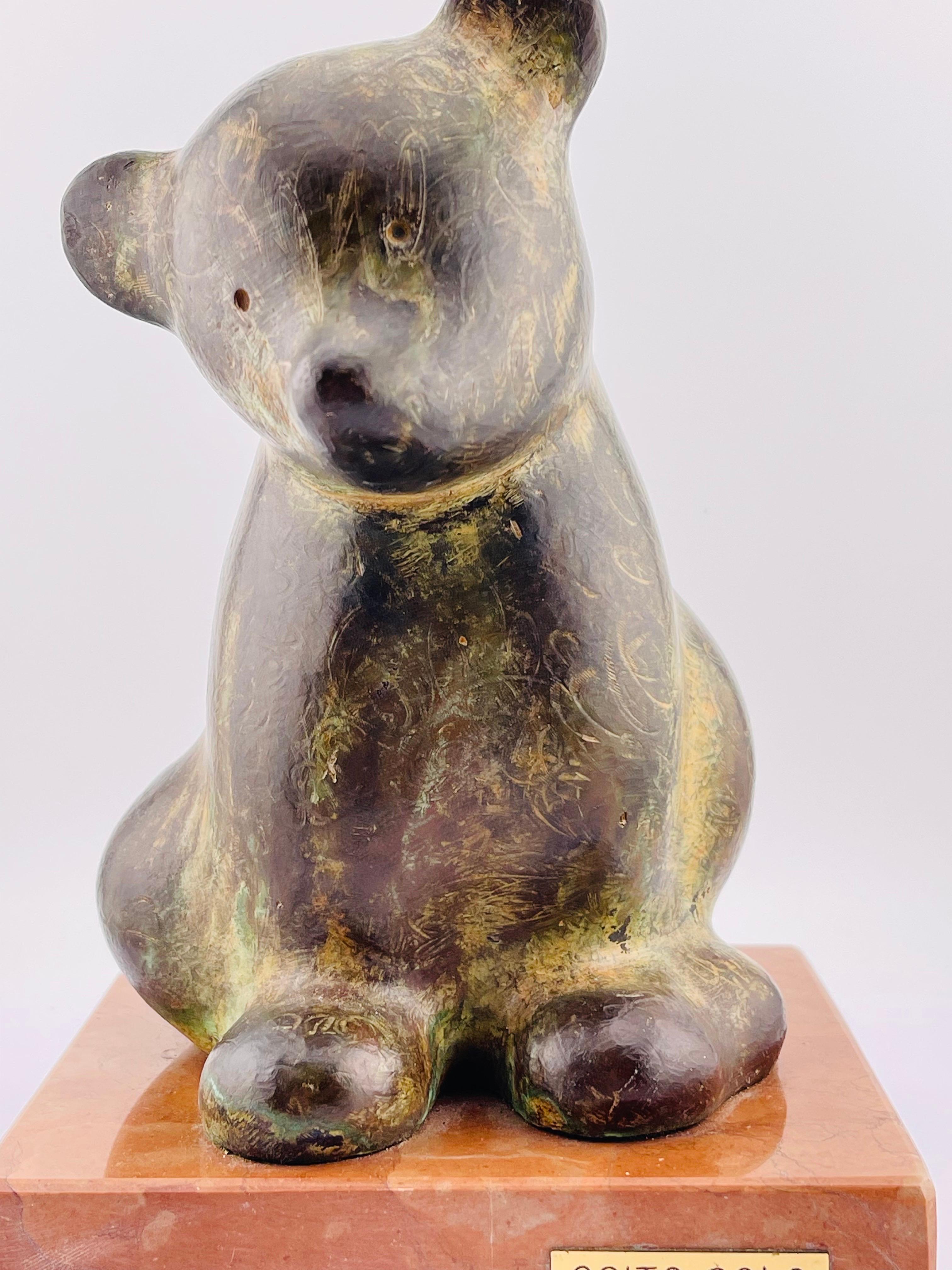 Bronze Beautiful bronze teddy bear sculpture signed Marino Amaya