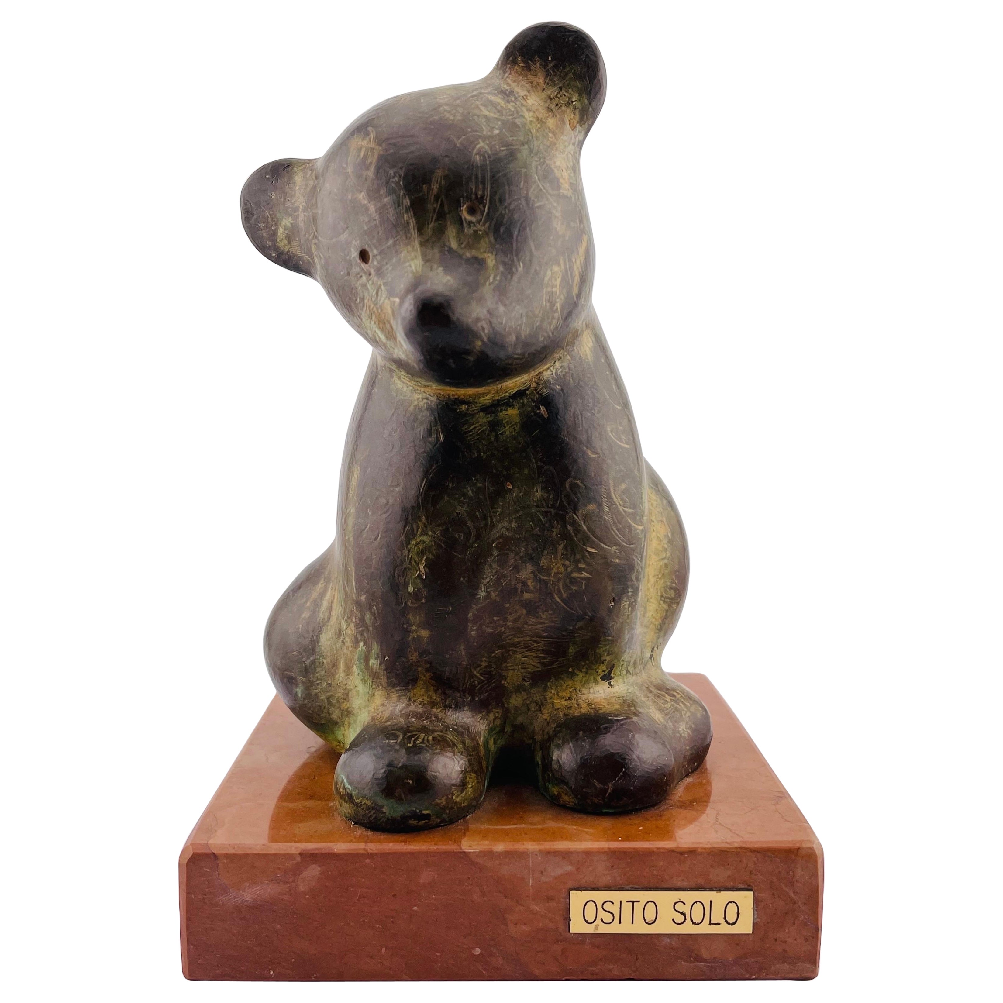 Beautiful bronze teddy bear sculpture signed Marino Amaya