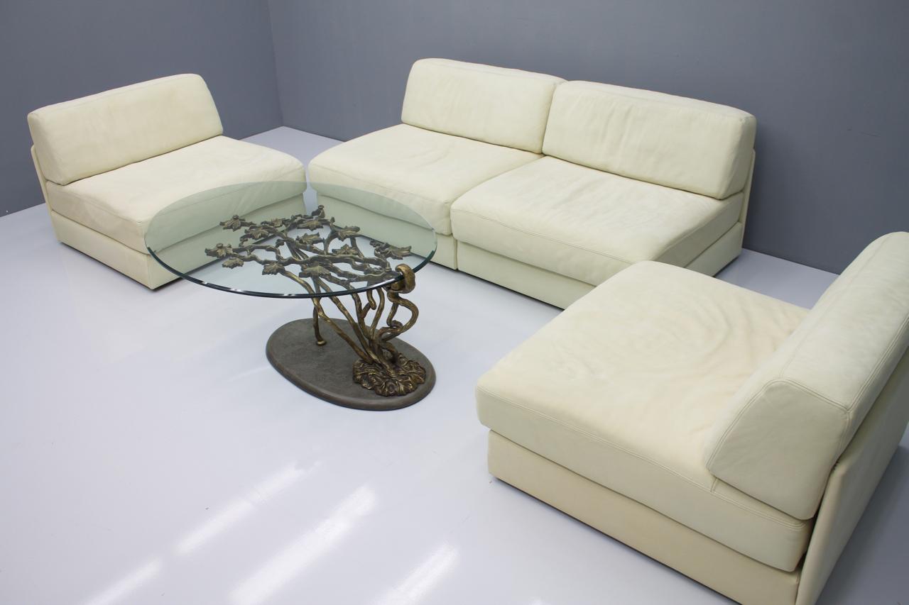 Beautiful Bronze Tree Form Sofa Table with Slate Base and Glass Top, 1960s 9