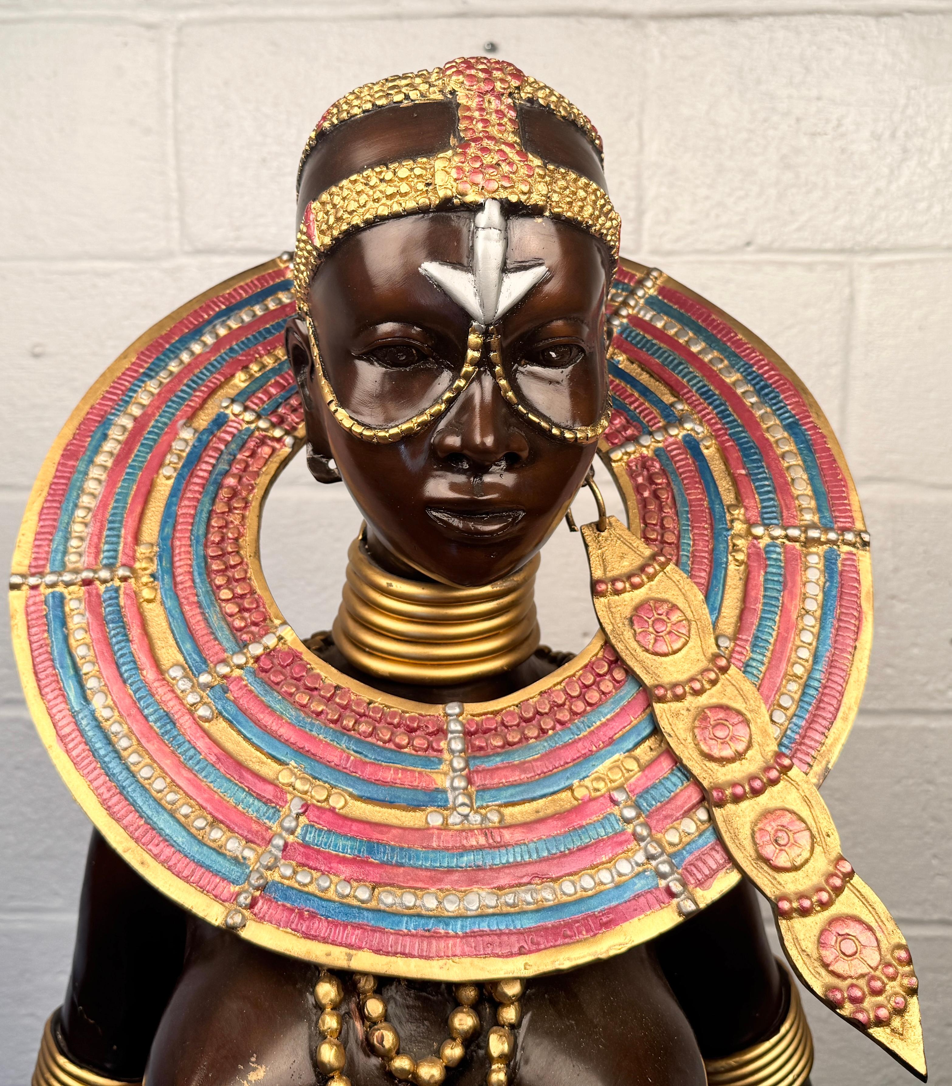 Beautiful Bronze Vintage Statue of Maasai Warrior by Casa Padrino In Good Condition For Sale In Brooklyn, NY
