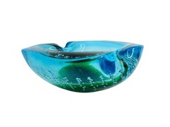 Schöner brutalistischer Murano Sommerso-Zigarren-Aschenbecher aus Glas, Vintage, Italien, 1970er Jahre