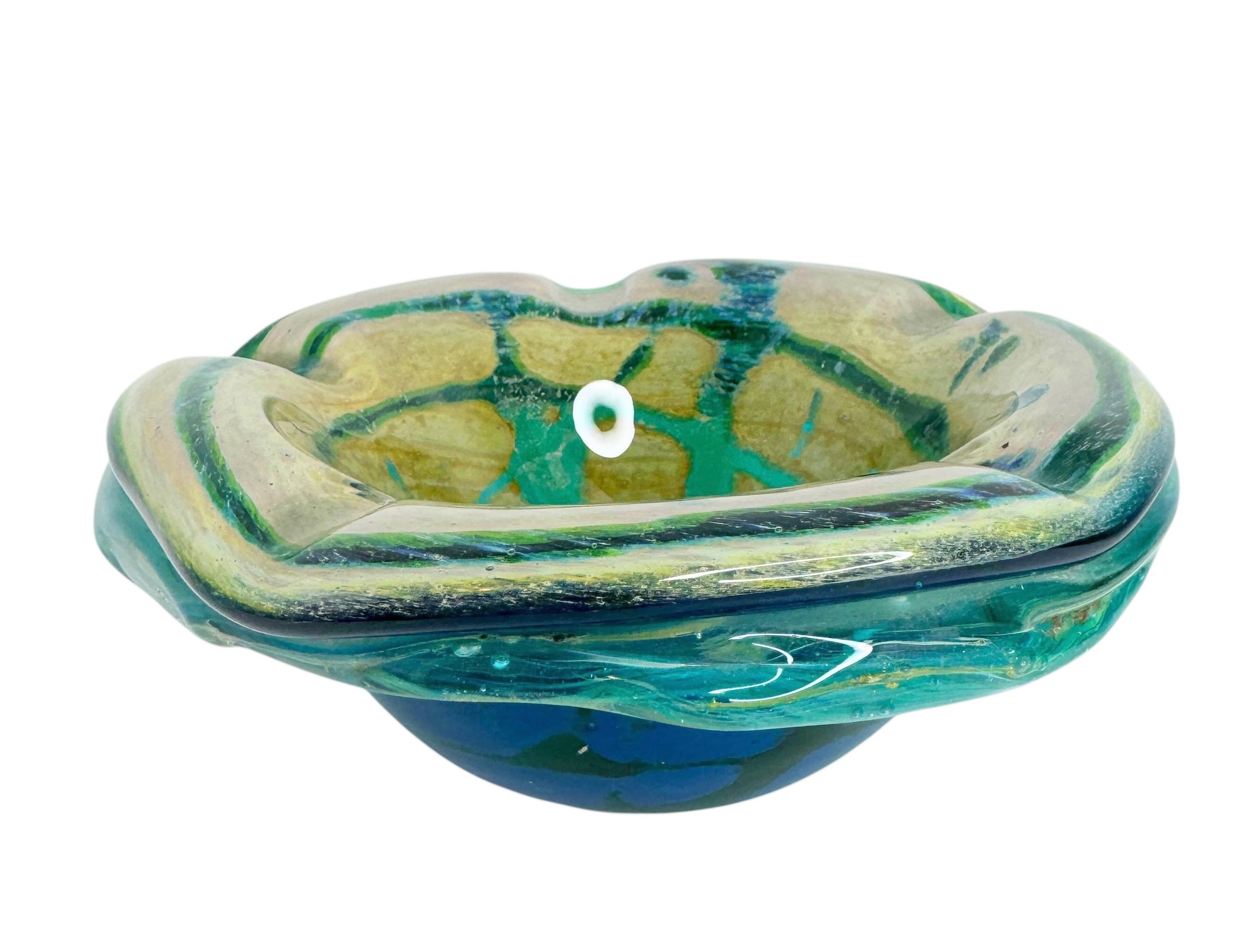 Beautiful Brutalist Murano Sommerso Glass Cigar Ashtray, Vintage, Italy, 1970s In Good Condition For Sale In Nuernberg, DE