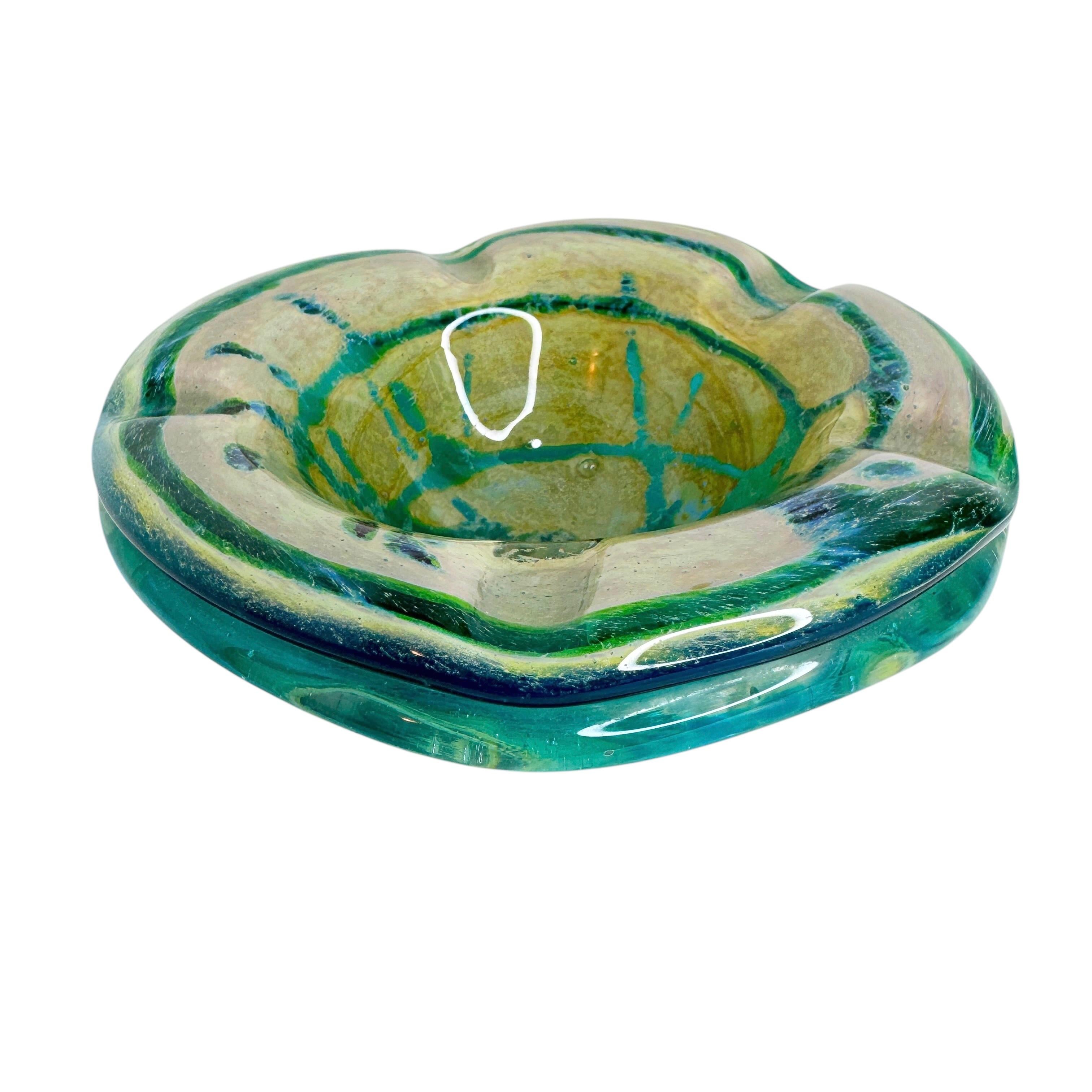 Late 20th Century Beautiful Brutalist Murano Sommerso Glass Cigar Ashtray, Vintage, Italy, 1970s For Sale
