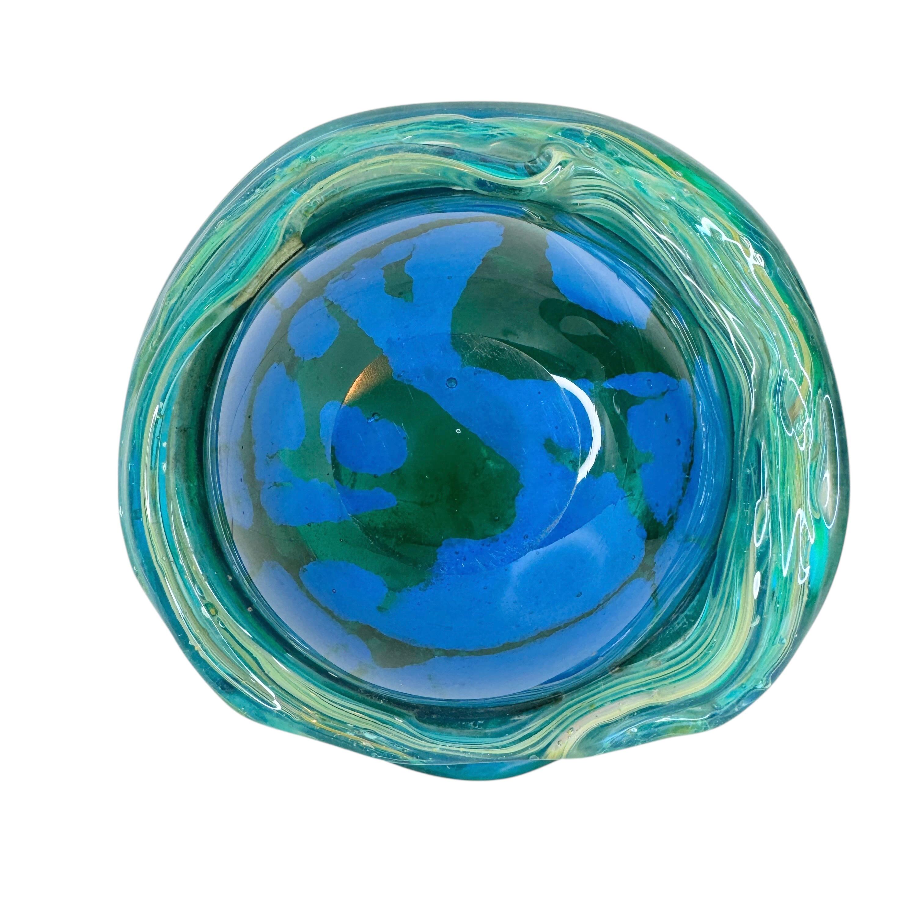 Art Glass Beautiful Brutalist Murano Sommerso Glass Cigar Ashtray, Vintage, Italy, 1970s For Sale